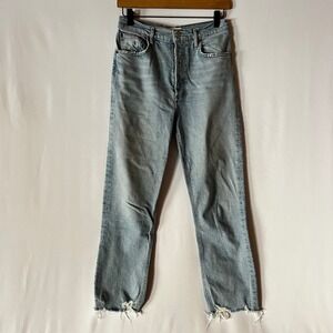 AGOLDE Riley High Rise Straight Crop Jeans Light Blue Denim Size 28 Cotton